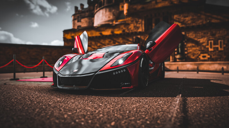Red and Black Sports Car — Dramatic, Afternoon, 3d Render