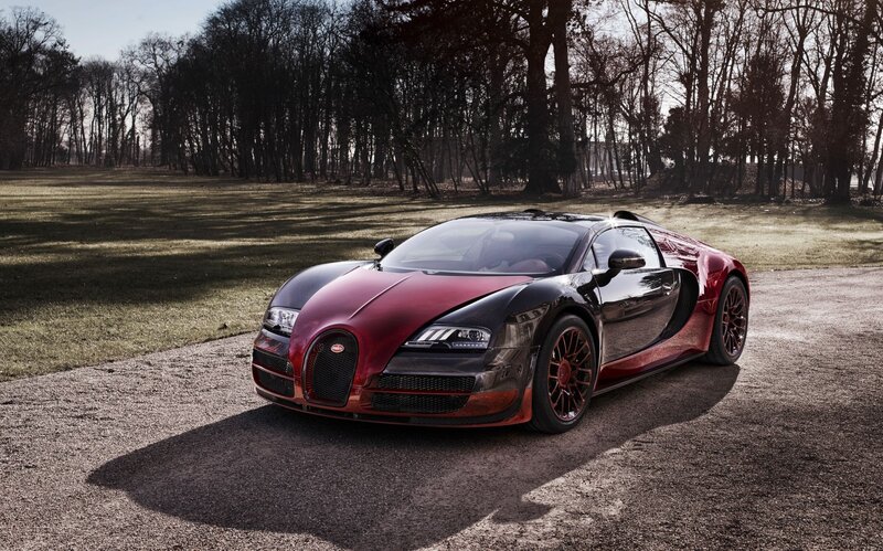 Red and Black Sports Car — Dramatic, Afternoon, Photograph, Trees