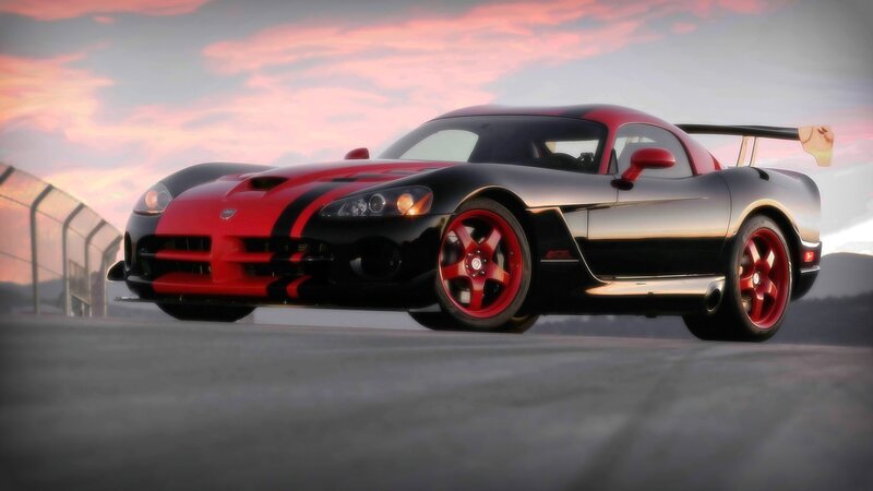 Red and Black Sports Car — Dramatic, Sunset