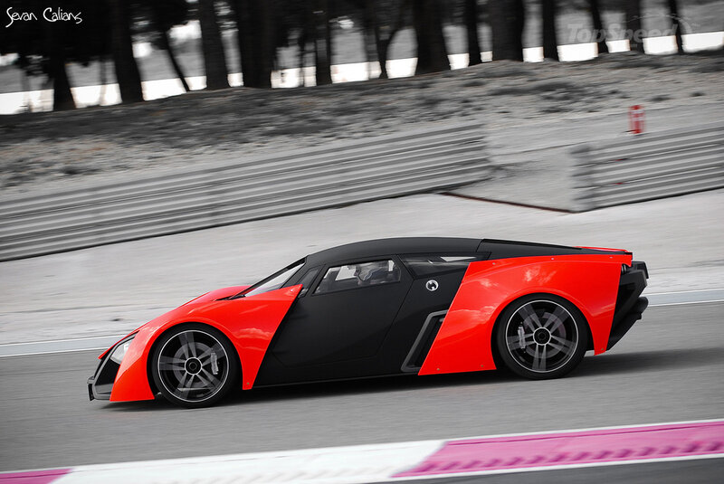 Red and Black Sports Car — Dynamic, Afternoon