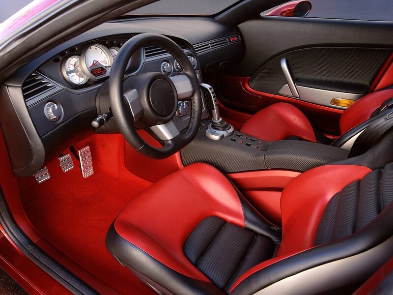red and black sports car interior