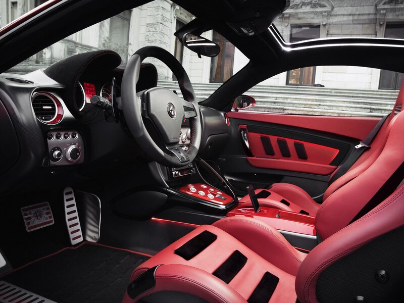 red and black sports car interior