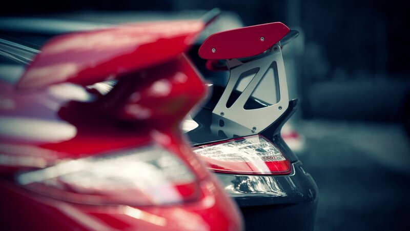 Red and Black Sports Cars — Dramatic, Photograph, Car