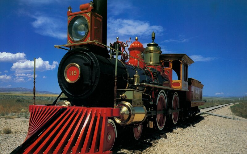 Red and Black Steam Locomotive