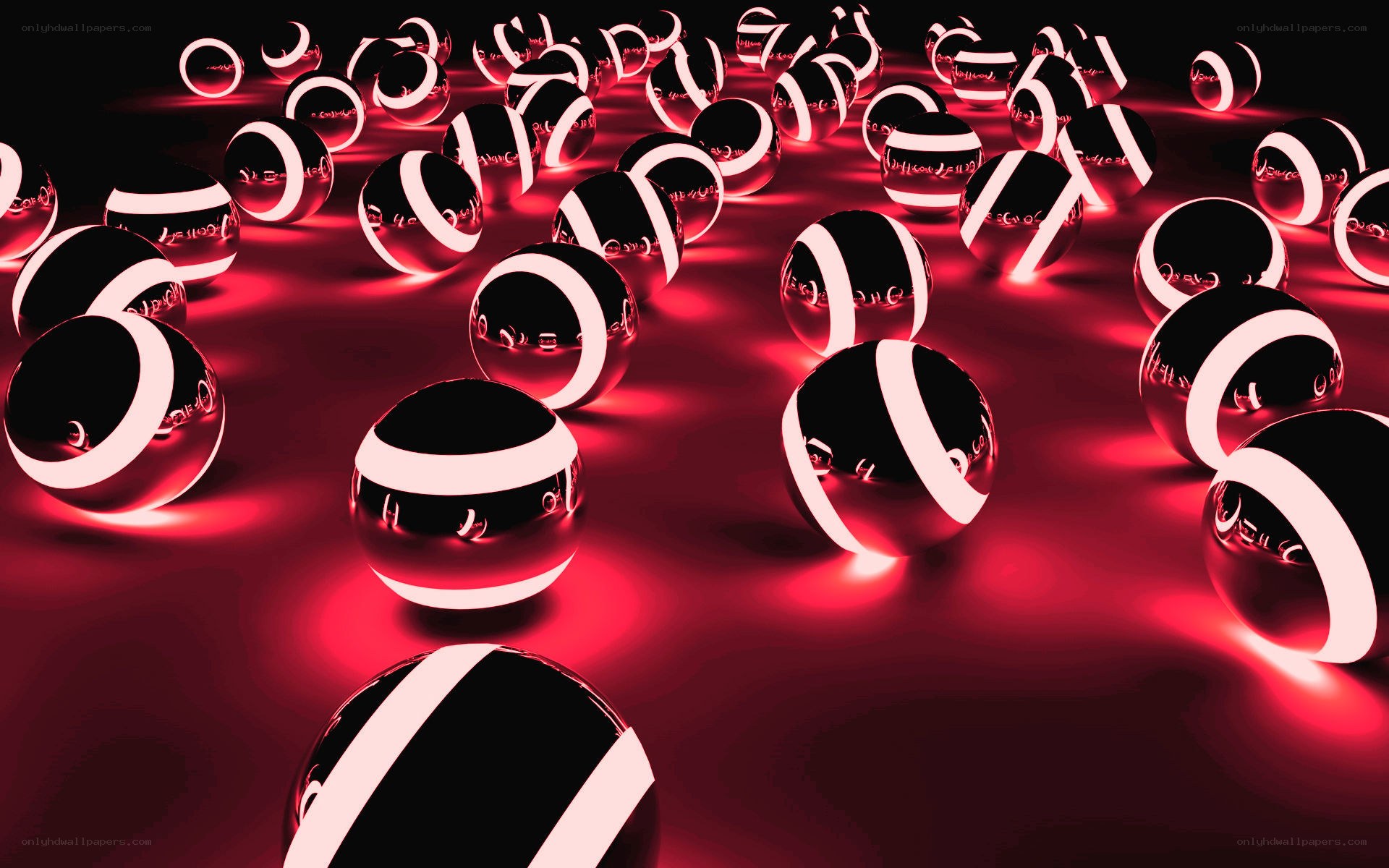 Red and black striped spheres