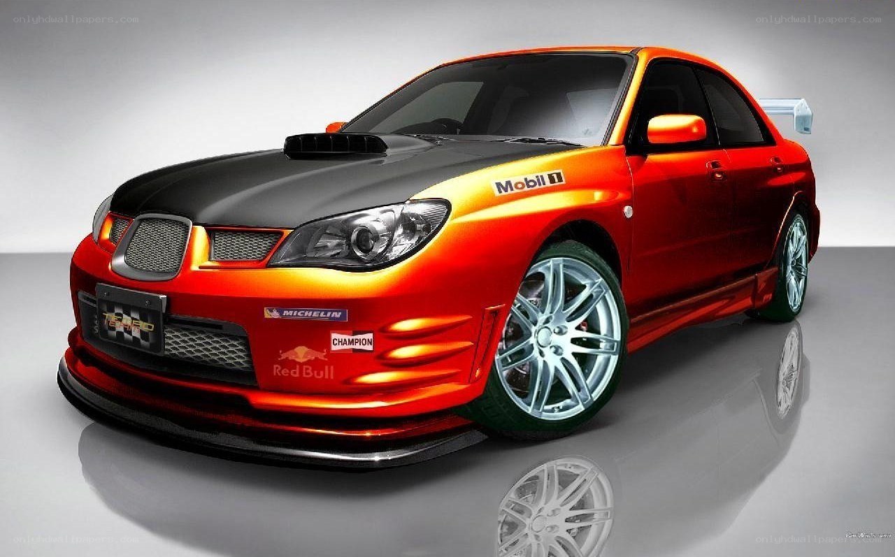 Red and black Subaru race car