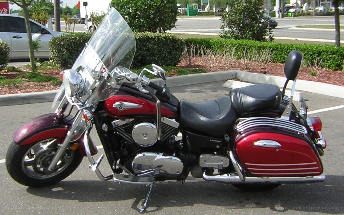 Red and black touring motorcycle