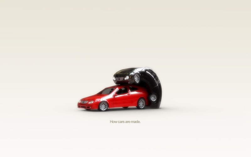 Red and Black Toy Cars — Minimalist, 3d Render
