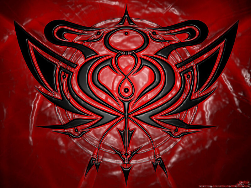 red and black tribal symbol
