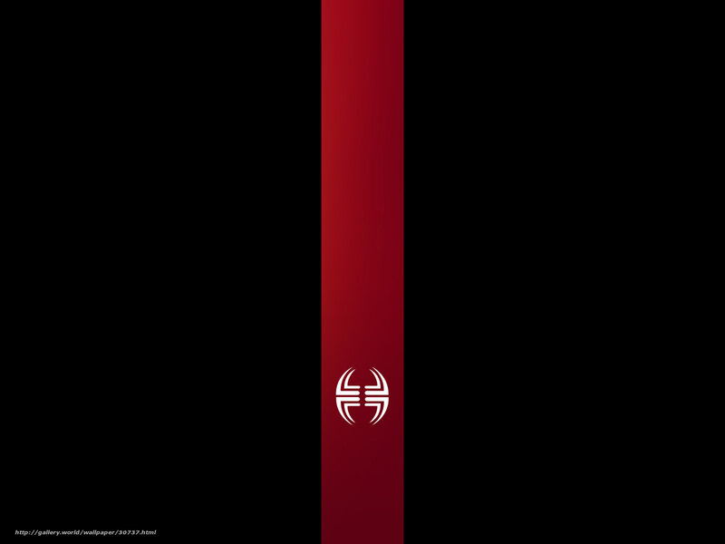 Red and black vertical stripe with logo