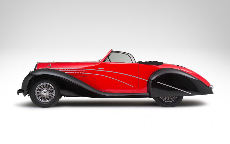 Red and black vintage convertible