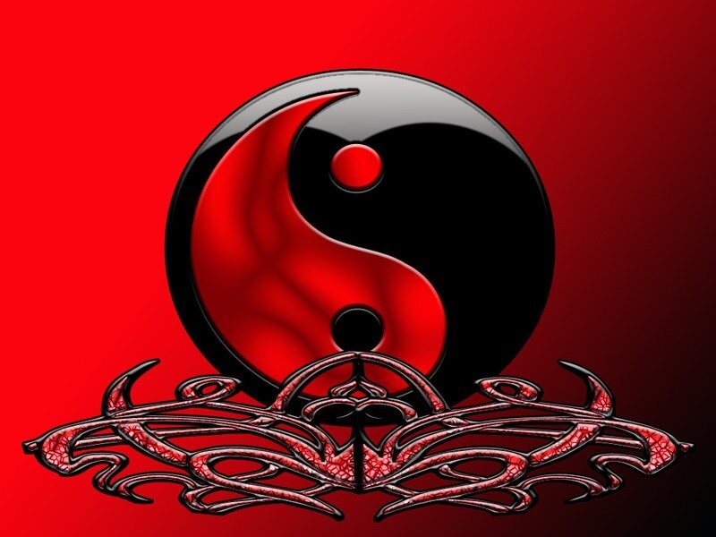 red and black yin yang symbol