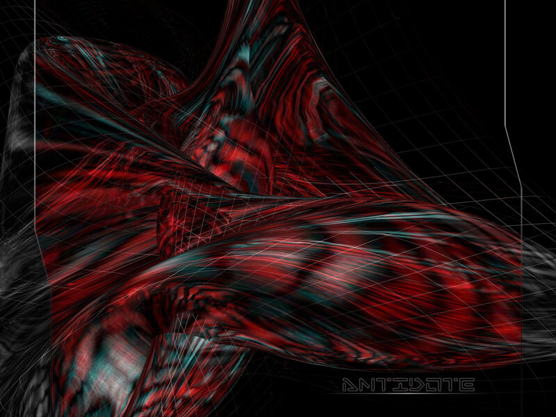 Red and Blue Abstract Form