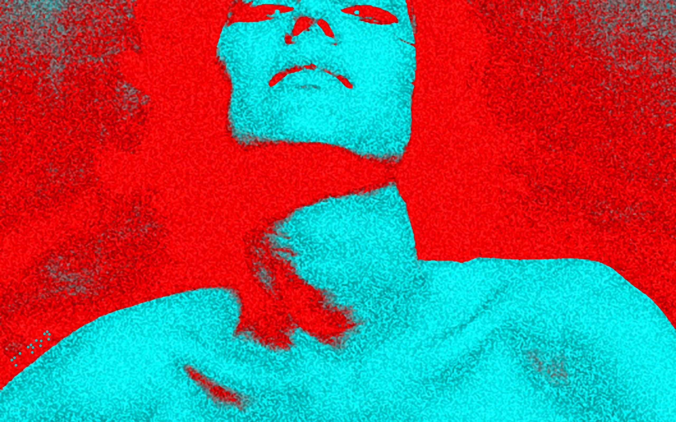 red and blue abstract portrait