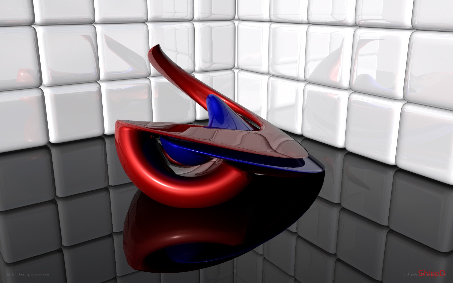 Red and blue abstract sculpture