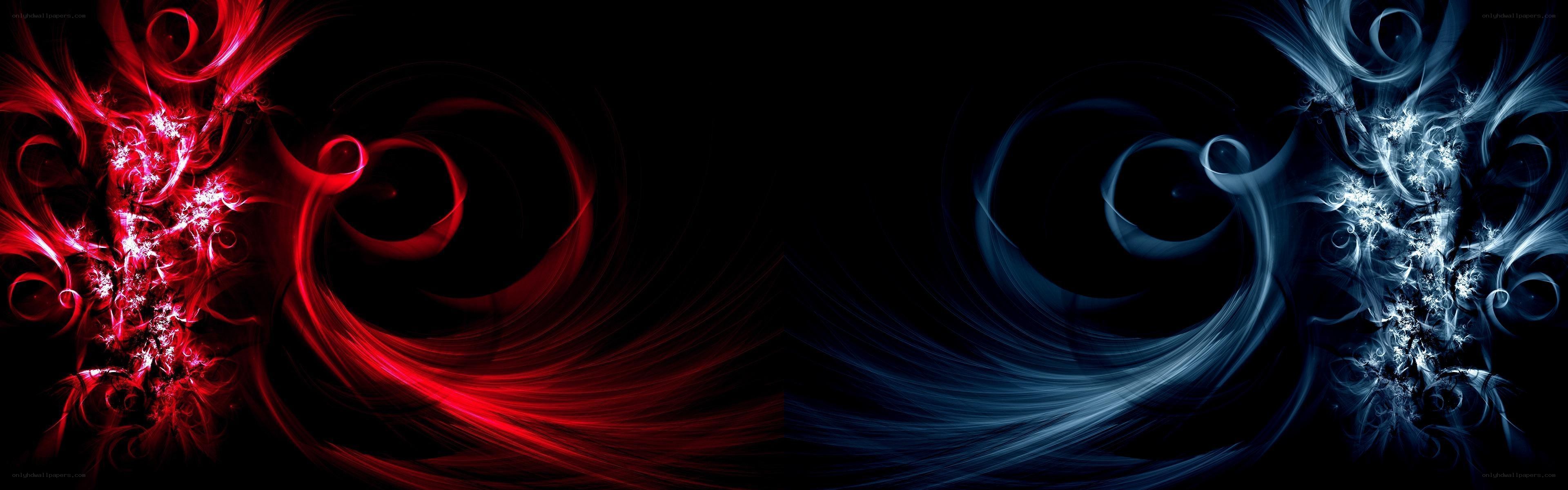 Red and blue abstract swirls