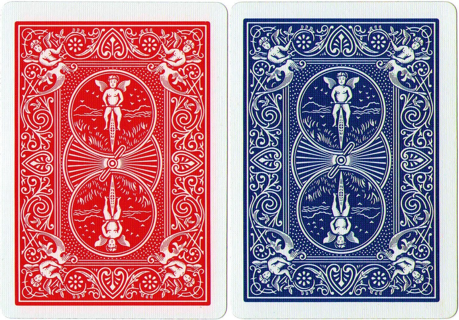 Red and blue card backs