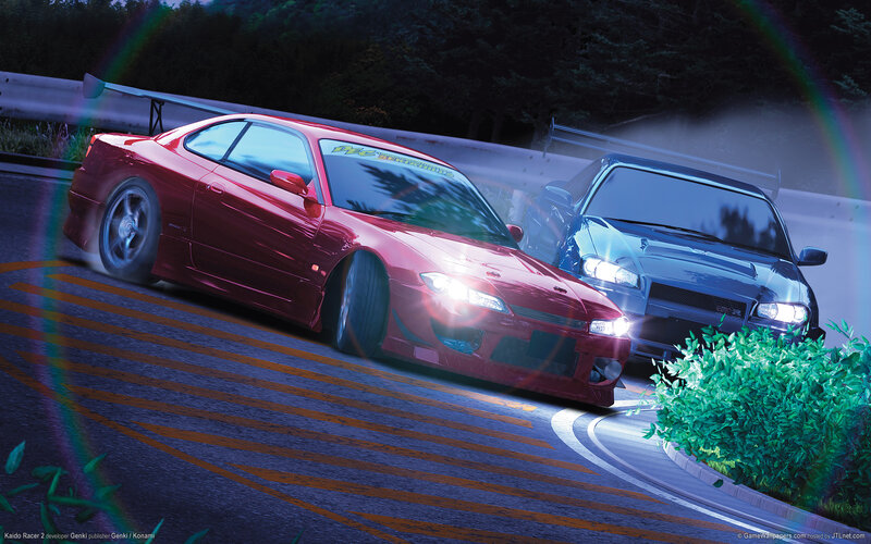 Red and blue cars racing