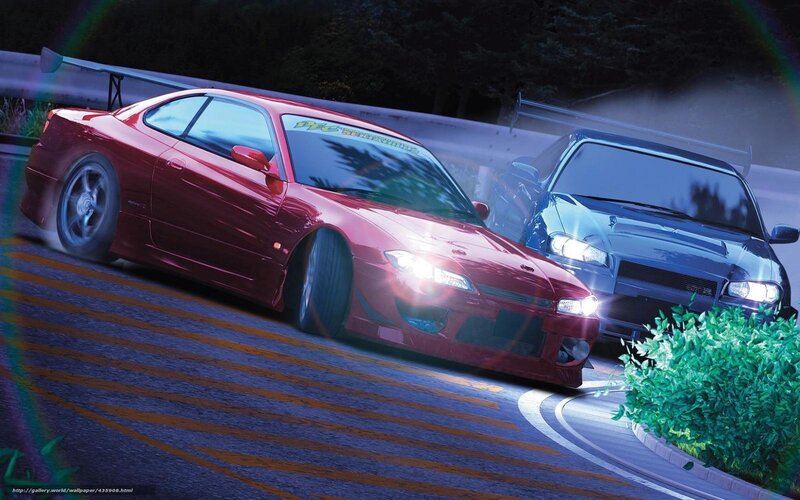Red and blue cars racing