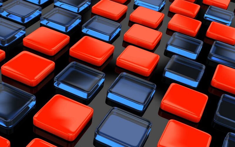 Red and Blue Cubes — 3d Render