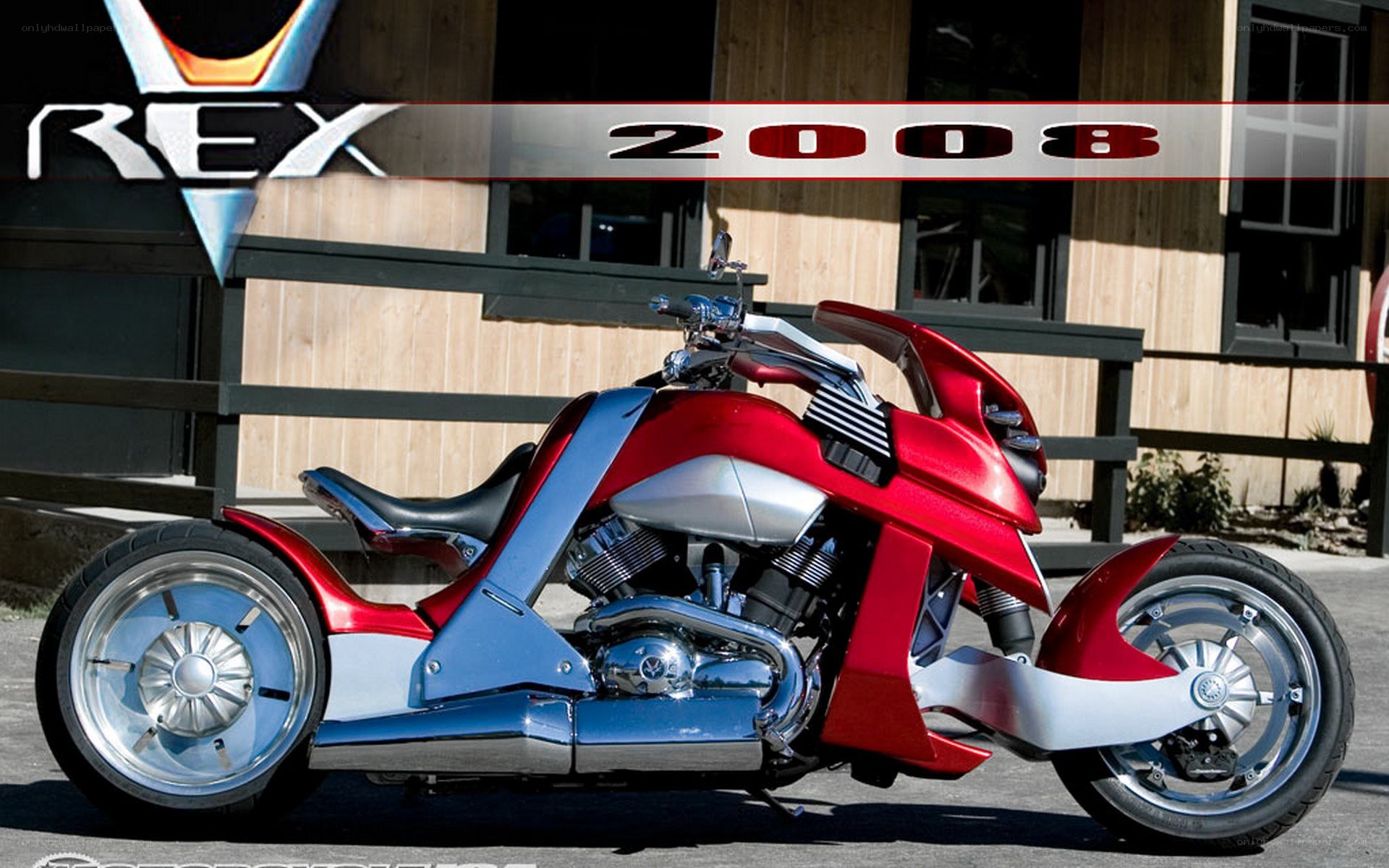 Red and blue custom motorcycle