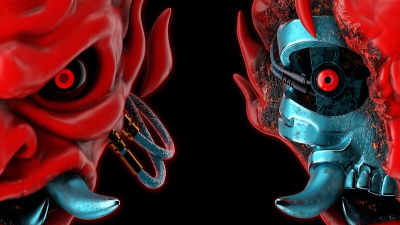 Red and Blue Demon Masks