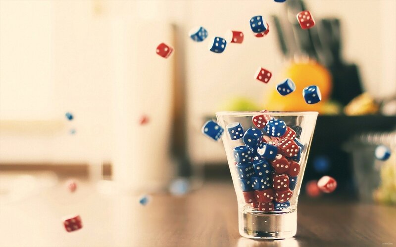 Red and Blue Dice — Playful, Photograph, Glass