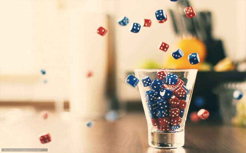 Red and Blue Dice — Playful, Photograph