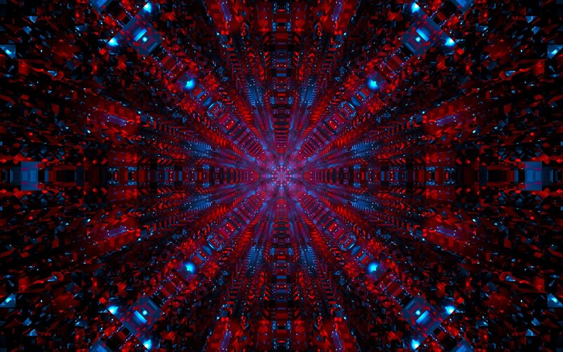 red and blue digital tunnel