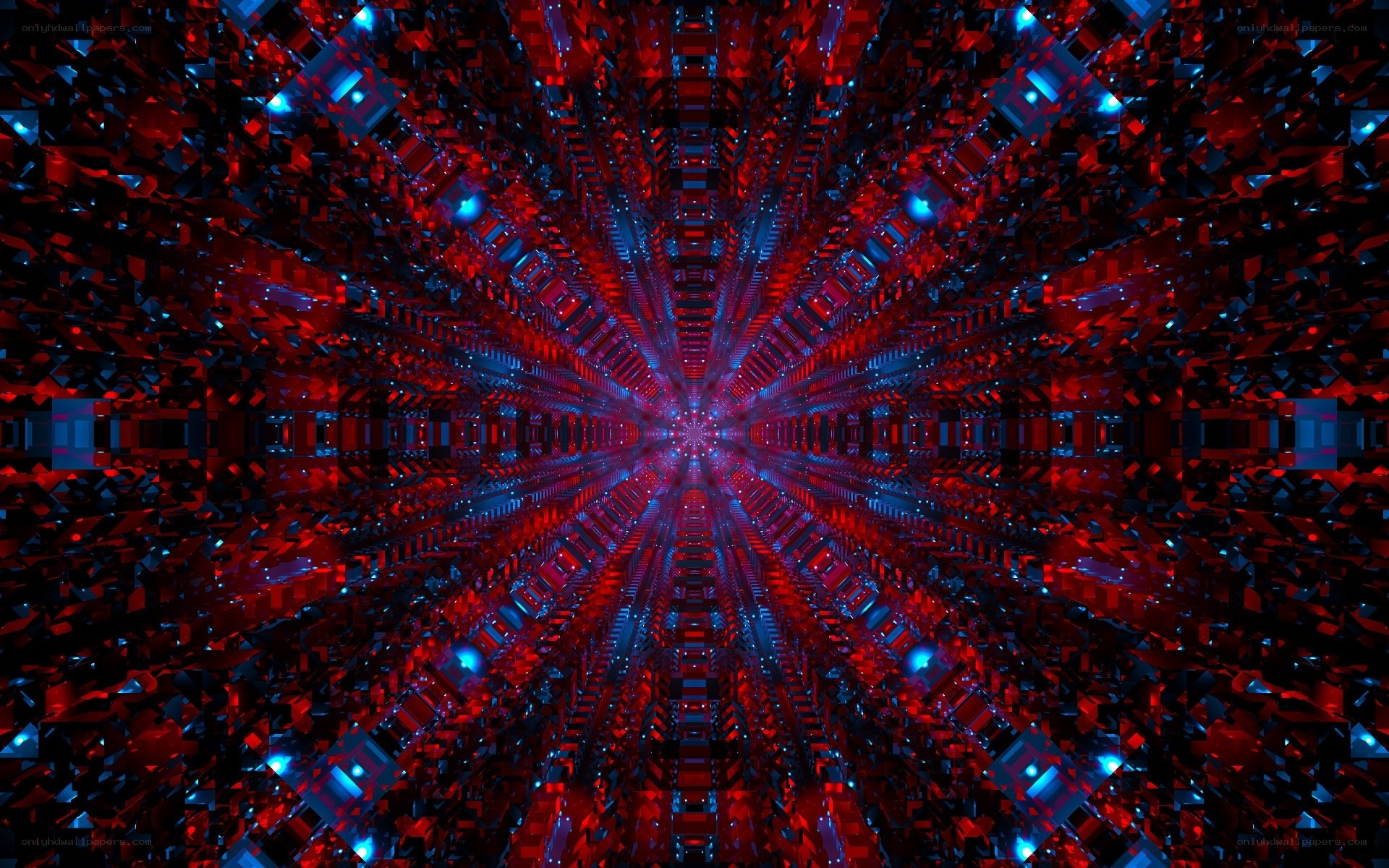 red and blue digital tunnel