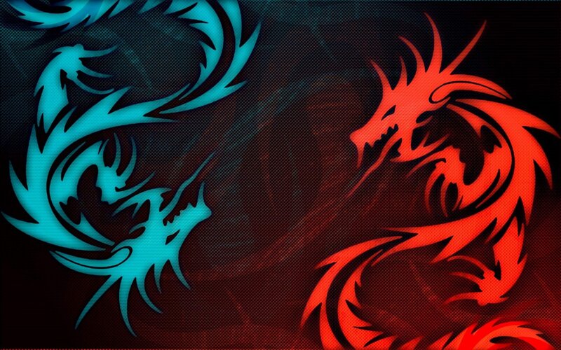 red and blue dragon wallpaper