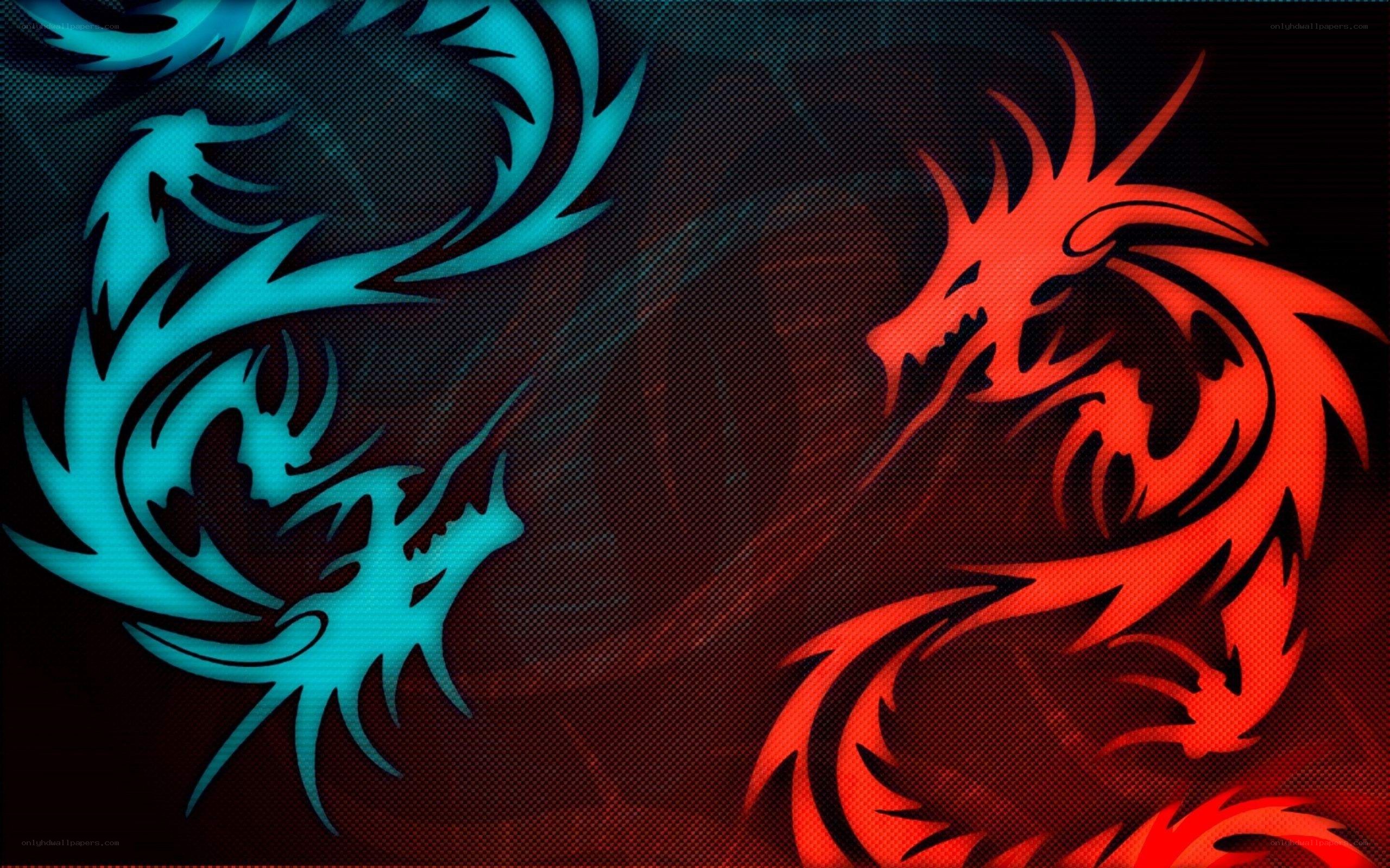 red and blue dragon wallpaper