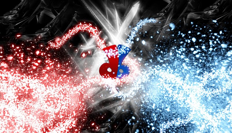Red and blue energy burst