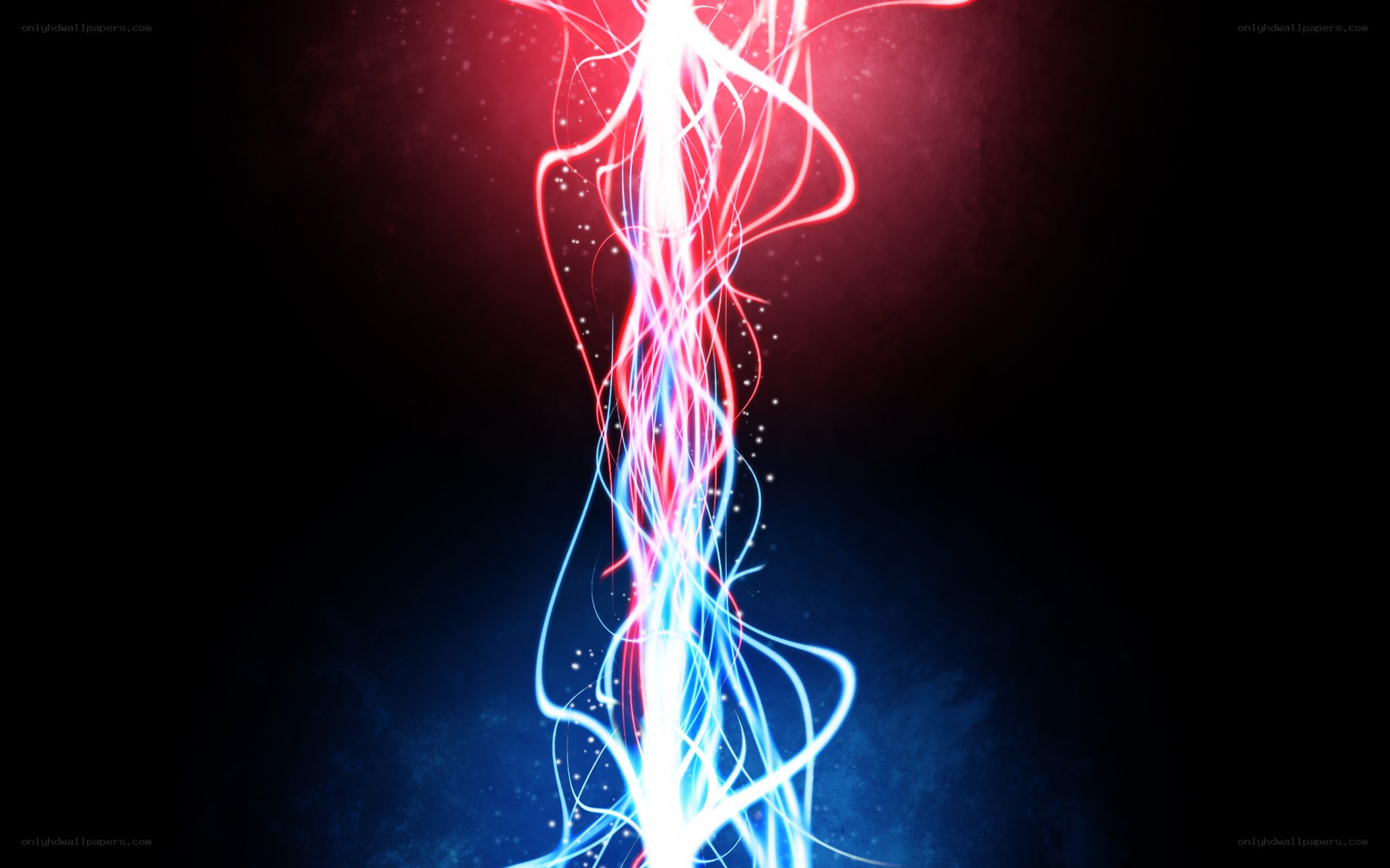 red and blue energy stream