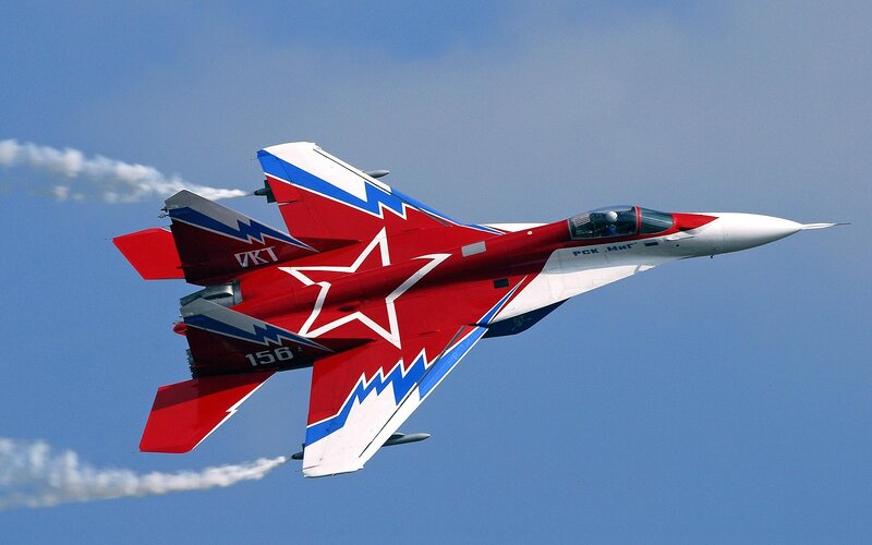 Red and Blue Fighter Jet