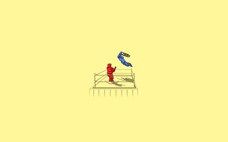 Red and Blue Figures in Ring