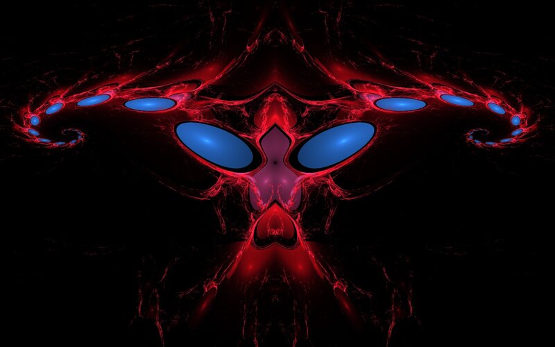 red and blue fractal alien