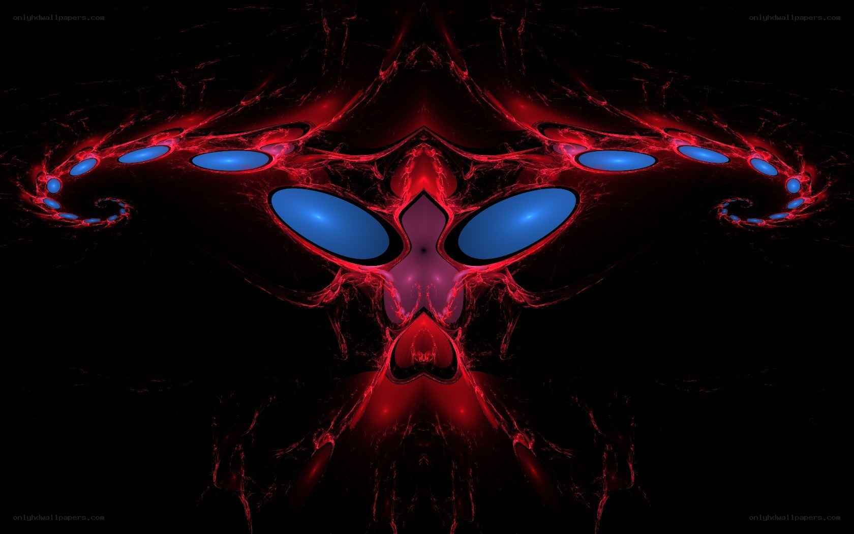 red and blue fractal alien