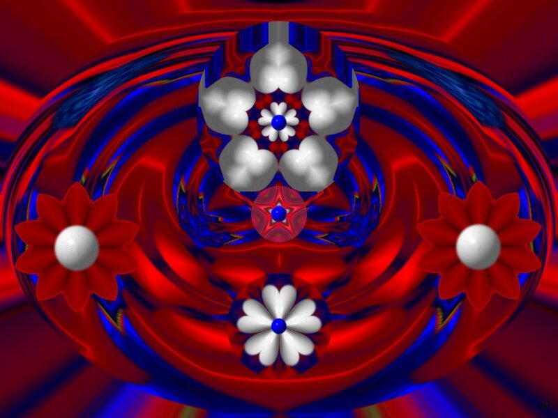 Red and blue fractal flower design