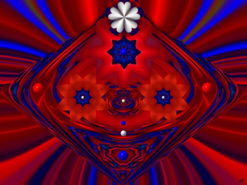 Red and blue fractal flower tunnel