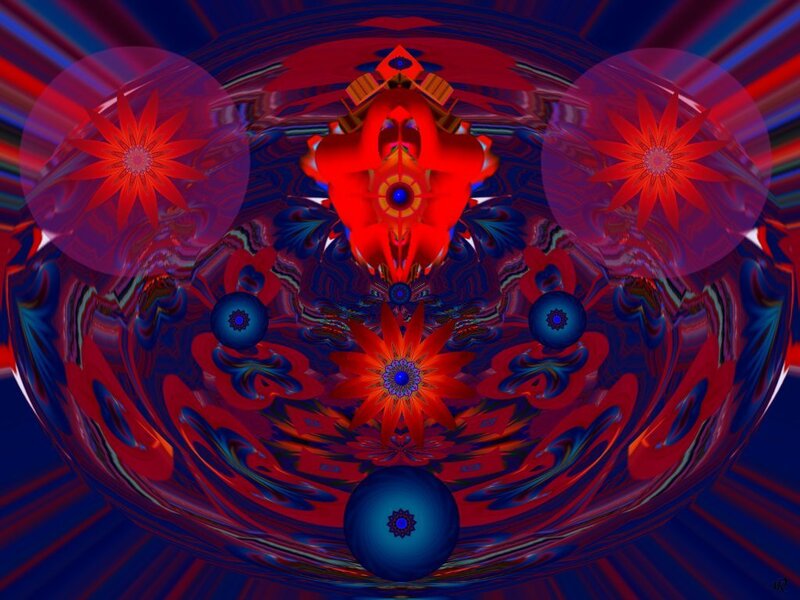 Red and Blue Fractal Pattern — Hypnotic