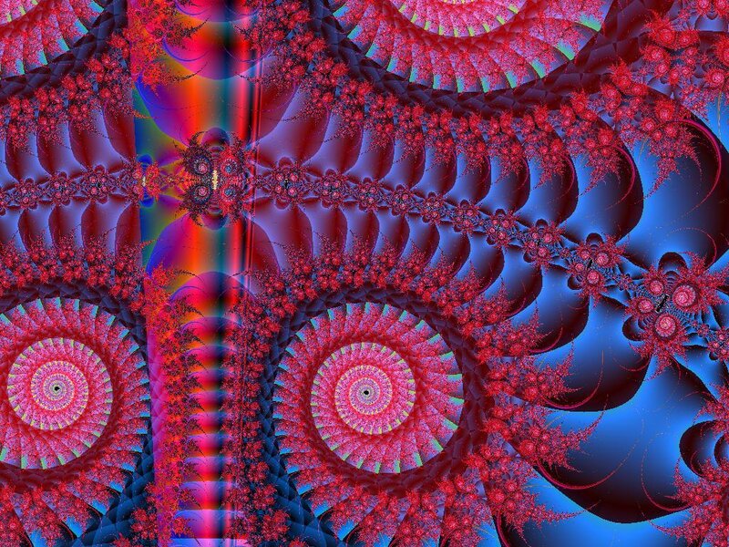 Red and Blue Fractal Patterns