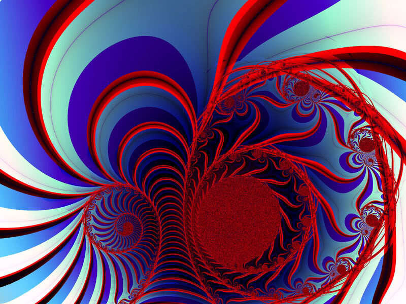Red and Blue Fractal Spiral