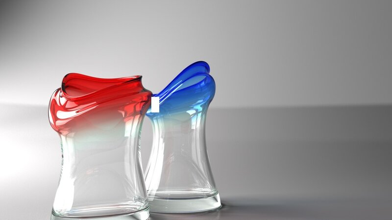 Red and Blue Glass Vases