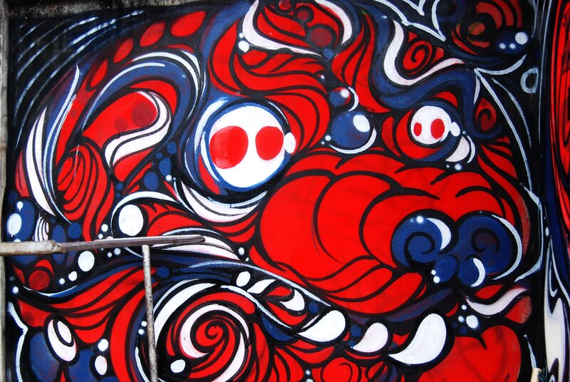Red and Blue Graffiti Face