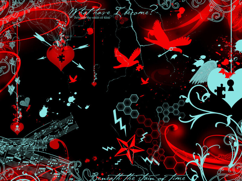 Red and Blue Heart Collage