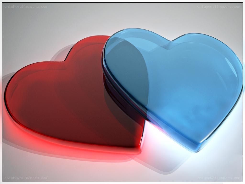 Red and blue heart shapes