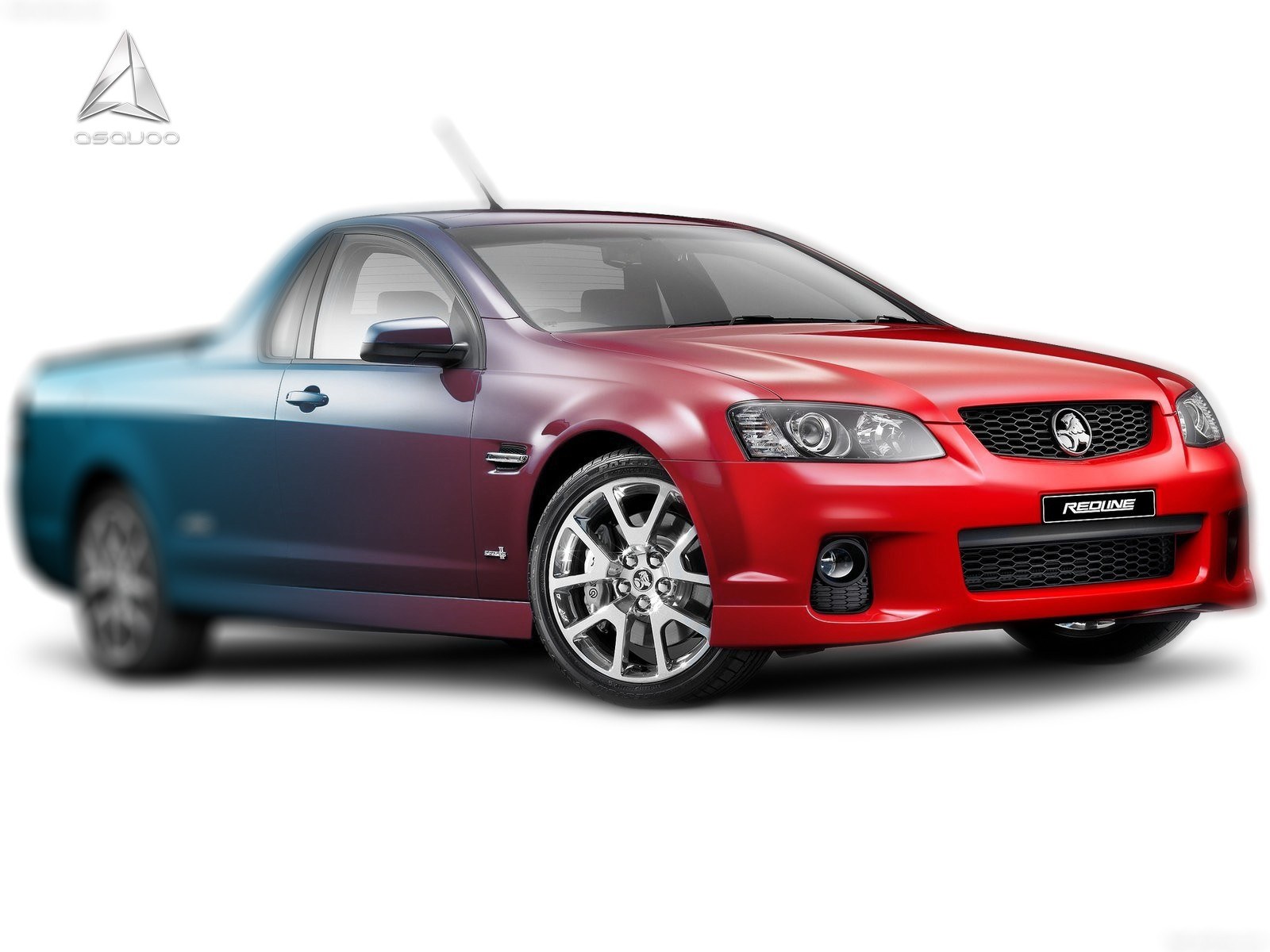 red and blue Holden utility