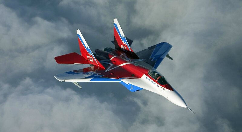 Red and Blue Jet Fighter — Dramatic, Photograph, Aircraft