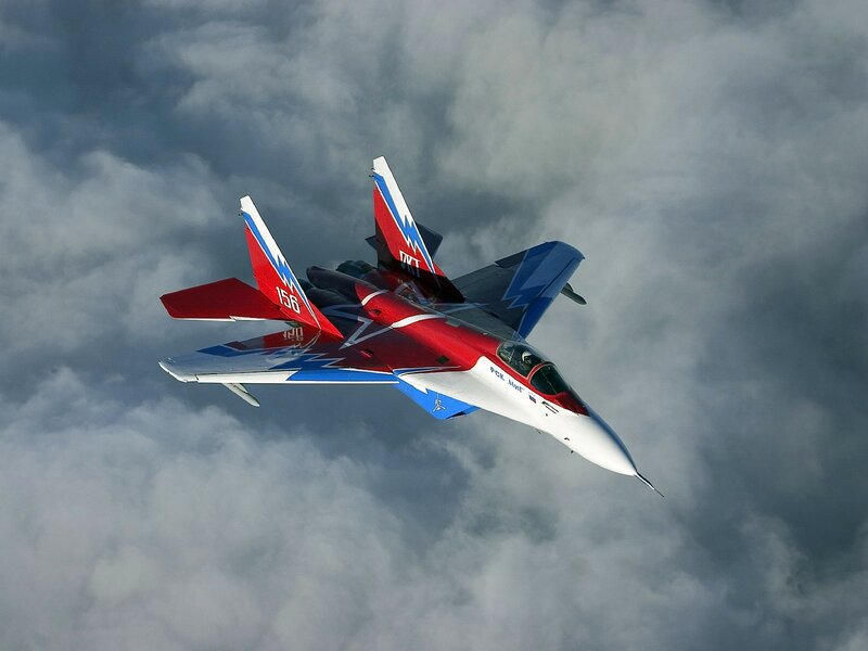 Red and Blue Jet Fighter — Dramatic